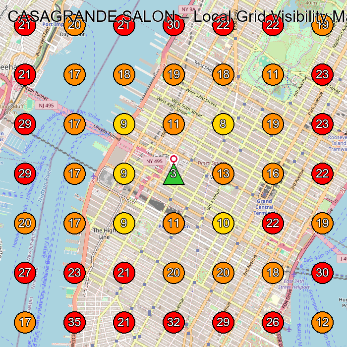 CASAGRANDE SALON GeoGrid visibility map for Beauty Salon in New York